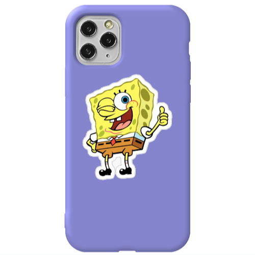 Apple iPhone 11 Pro spongebob2 Purple Colored Silicone TPU Θήκη