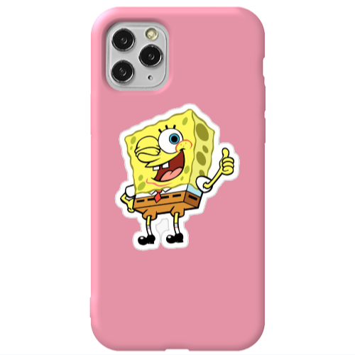 Apple iPhone 11 Pro spongebob2 Pink Colored Silicone TPU Θήκη