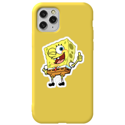 Apple iPhone 11 Pro spongebob2 Yellow Colored Silicone TPU Θήκη