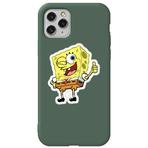 Apple iPhone 11 Pro spongebob2 Dark Green Colored Silicone TPU Θήκη