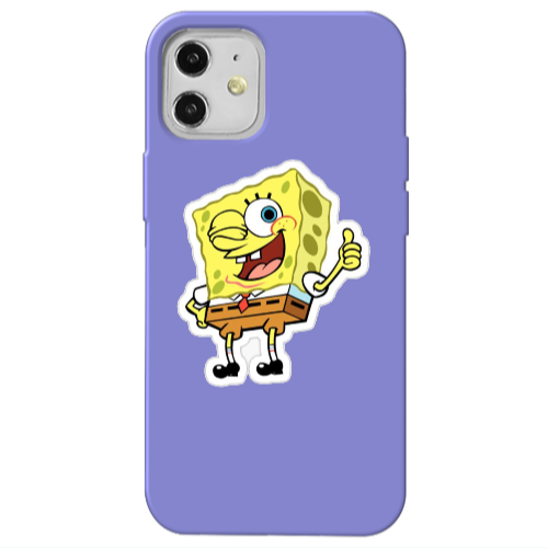 Apple iPhone 12 spongebob2 Purple Colored Silicone TPU Θήκη