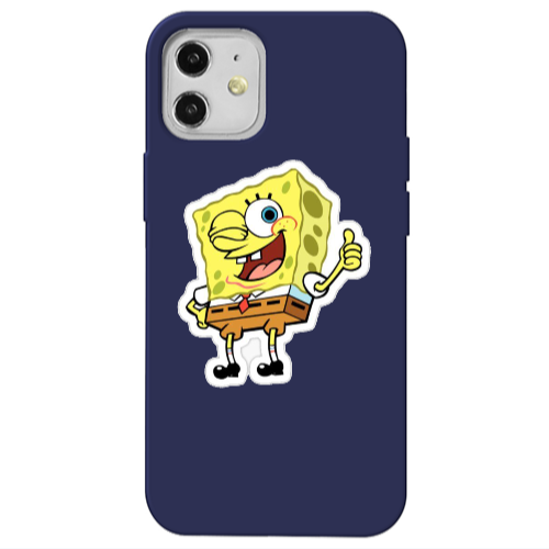 Apple iPhone 12 spongebob2 Dark blue Colored Silicone TPU Θήκη