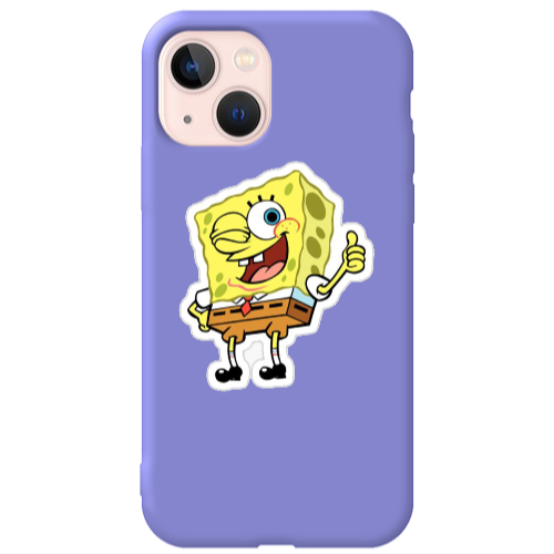 Apple iPhone 13 spongebob2 Purple Colored Silicone TPU Θήκη