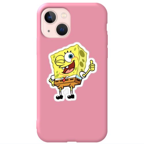 Apple iPhone 13 spongebob2 Pink Colored Silicone TPU Θήκη