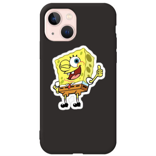 Apple iPhone 13 spongebob2 Black Colored Silicone TPU Θήκη