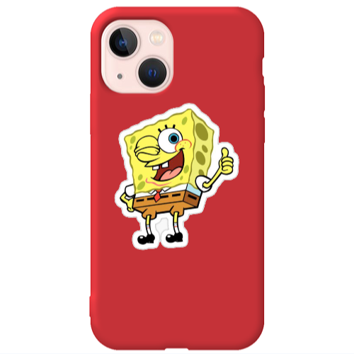 Apple iPhone 13 spongebob2 Red Colored Silicone TPU Θήκη