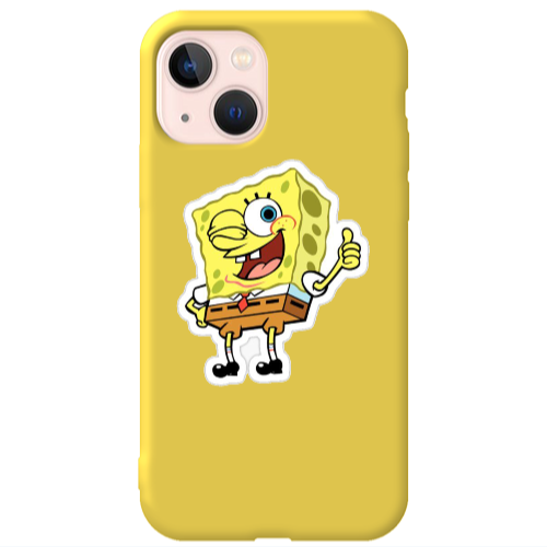 Apple iPhone 13 spongebob2 Yellow Colored Silicone TPU Θήκη