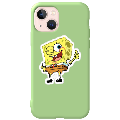 Apple iPhone 13 spongebob2 Light Green Colored Silicone TPU Θήκη
