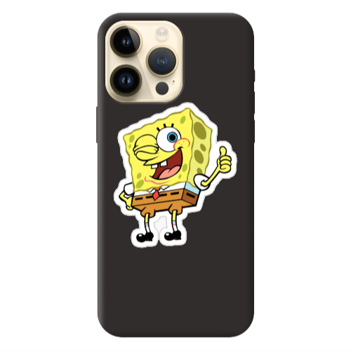Apple iPhone 13 Pro Max spongebob2 Black Colored Silicone TPU Θήκη
