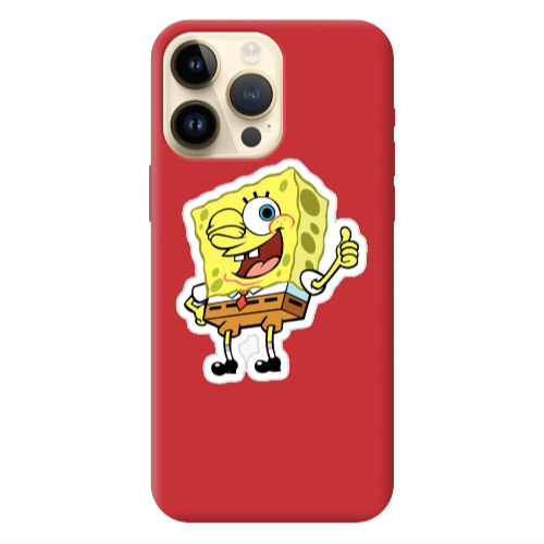 Apple iPhone 13 Pro Max spongebob2 Red Colored Silicone TPU Θήκη