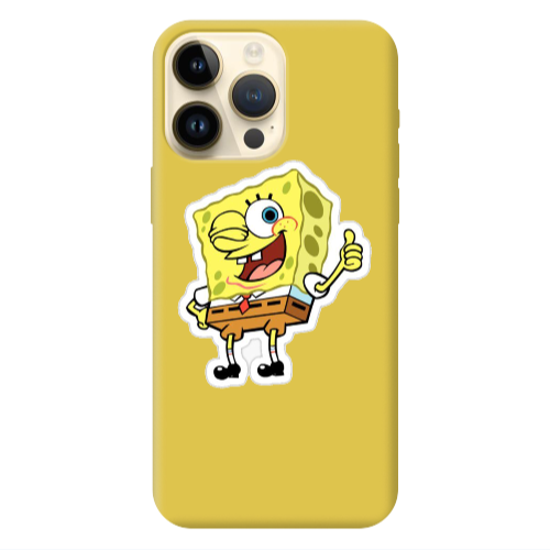 Apple iPhone 13 Pro Max spongebob2 Yellow Colored Silicone TPU Θήκη