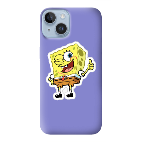 Apple iPhone 14  spongebob2 Purple Colored Silicone TPU Θήκη