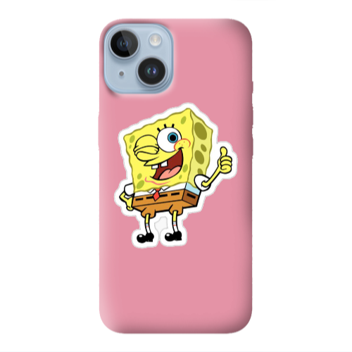 Apple iPhone 14  spongebob2 Pink Colored Silicone TPU Θήκη