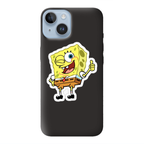 Apple iPhone 14 Plus spongebob2 Black Colored Silicone TPU Θήκη