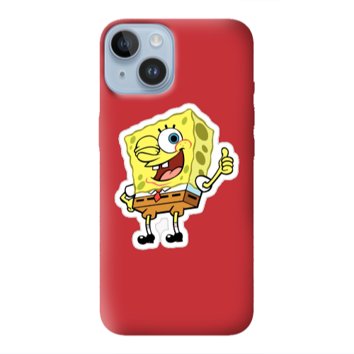 Apple iPhone 14 Plus spongebob2 Red Colored Silicone TPU Θήκη