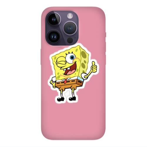 Apple iPhone 14 Pro  spongebob2 Pink Colored Silicone TPU Θήκη