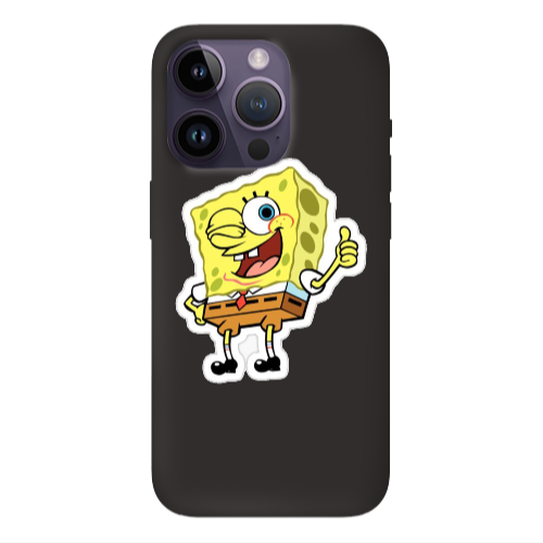 Apple iPhone 14 Pro  spongebob2 Black Colored Silicone TPU Θήκη