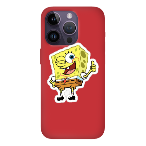 Apple iPhone 14 Pro  spongebob2 Red Colored Silicone TPU Θήκη
