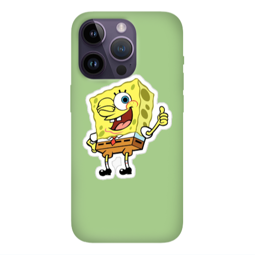 Apple iPhone 14 Pro Max spongebob2 Light Green Colored Silicone TPU Θήκη