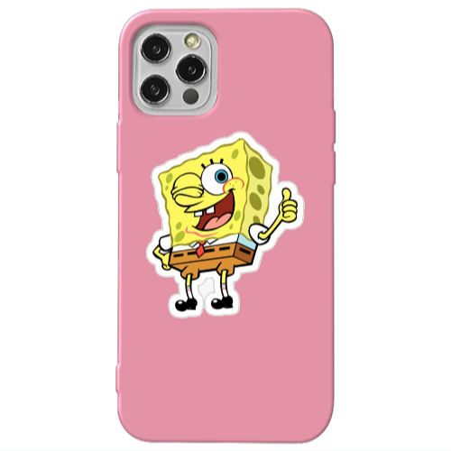 Apple iPhone 13 Pro spongebob2 Pink Colored Silicone TPU Θήκη