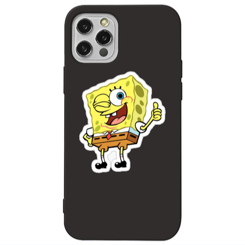 Apple iPhone 13 Pro spongebob2 Black Colored Silicone TPU Θήκη