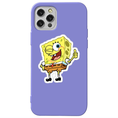 Apple iPhone 12 Pro spongebob2 Purple Colored Silicone TPU Θήκη