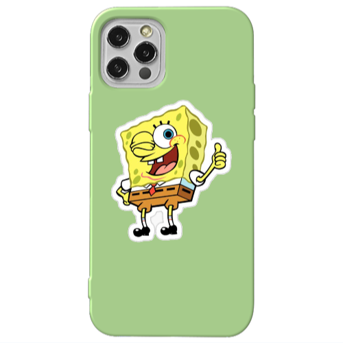 Apple iPhone 12 Pro spongebob2 Light Green Colored Silicone TPU Θήκη