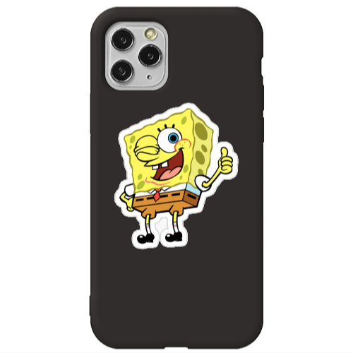 Apple iPhone 11 Pro Max spongebob2 Black Colored Silicone TPU Θήκη
