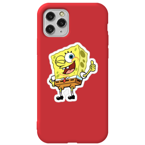 Apple iPhone 11 Pro Max spongebob2 Red Colored Silicone TPU Θήκη