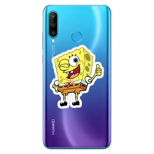 Huawei P30 Lite spongebob2 Transparent Silicone TPU Θήκη