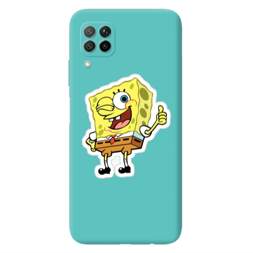 Huawei P40 Lite spongebob2 Turquoise Colored Silicone TPU Θήκη