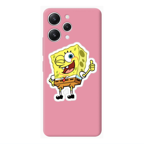 Xiaomi Redmi 12 spongebob2 Pink Colored Silicone TPU Θήκη