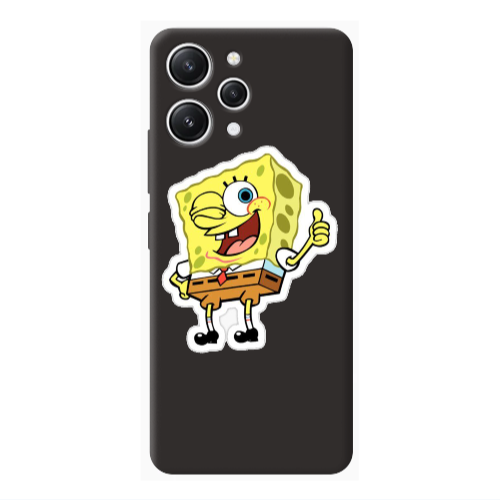 Xiaomi Redmi 12 spongebob2 Black Colored Silicone TPU Θήκη