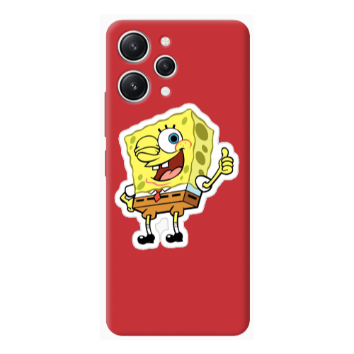 Xiaomi Redmi 12 spongebob2 Red Colored Silicone TPU Θήκη