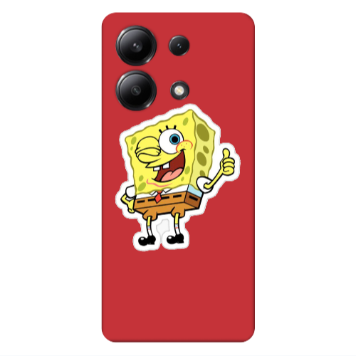 Xiaomi Redmi Note 13 4G spongebob2 Red Colored Silicone TPU Θήκη