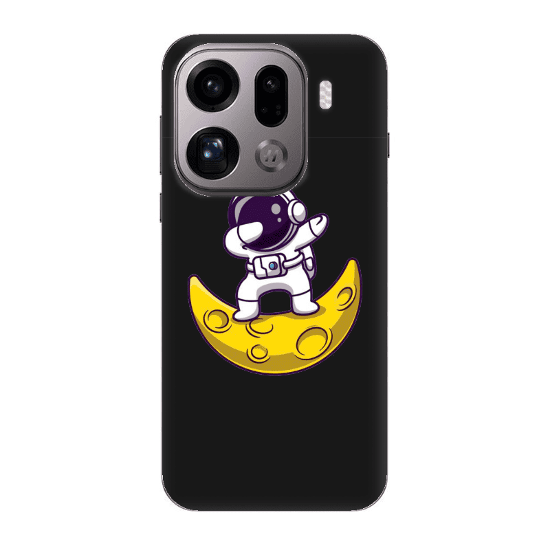 Oppo Find X9 Pro Astronaut on the moon Black Colored Silicone TPU Θήκη