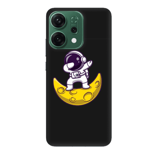 Oppo RENO 14 Astronaut on the moon Black Colored Silicone TPU Θήκη