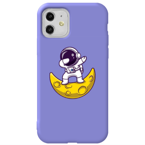 Apple iPhone 11  Astronaut on the moon Purple Colored Silicone TPU Θήκη