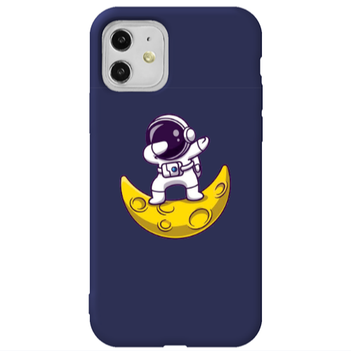 Apple iPhone 11  Astronaut on the moon Dark blue Colored Silicone TPU Θήκη