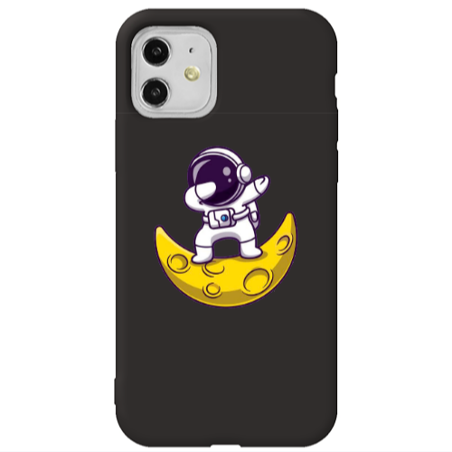 Apple iPhone 11  Astronaut on the moon Black Colored Silicone TPU Θήκη