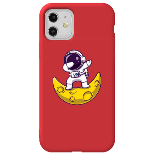 Apple iPhone 11  Astronaut on the moon Red Colored Silicone TPU Θήκη