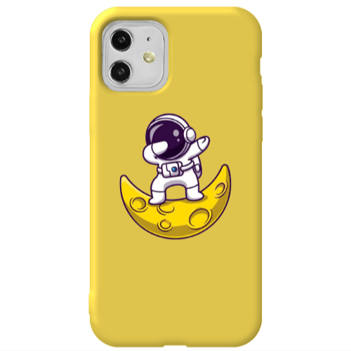 Apple iPhone 11  Astronaut on the moon Yellow Colored Silicone TPU Θήκη