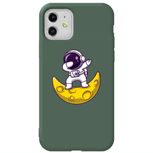 Apple iPhone 11  Astronaut on the moon Dark Green Colored Silicone TPU Θήκη