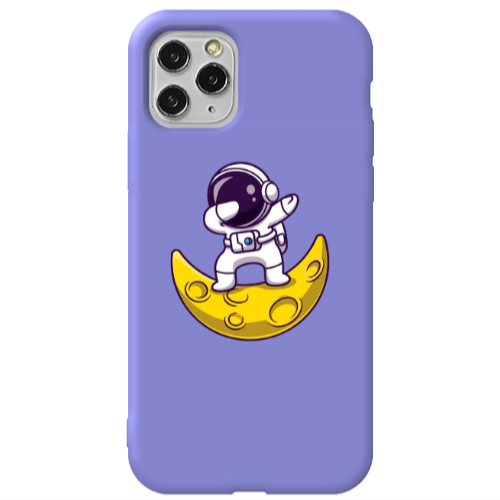 Apple iPhone 11 Pro Astronaut on the moon Purple Colored Silicone TPU Θήκη