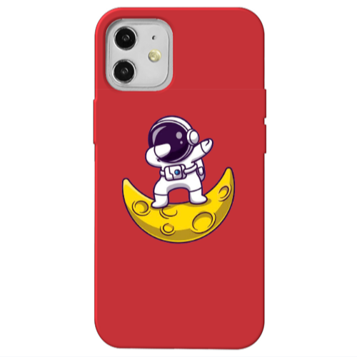 Apple iPhone 12 Astronaut on the moon Red Colored Silicone TPU Θήκη