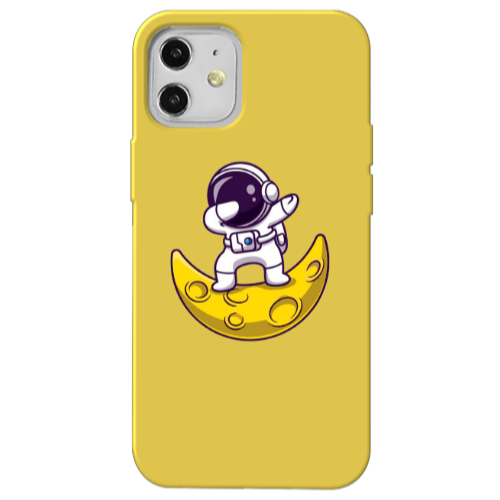 Apple iPhone 12 Astronaut on the moon Yellow Colored Silicone TPU Θήκη