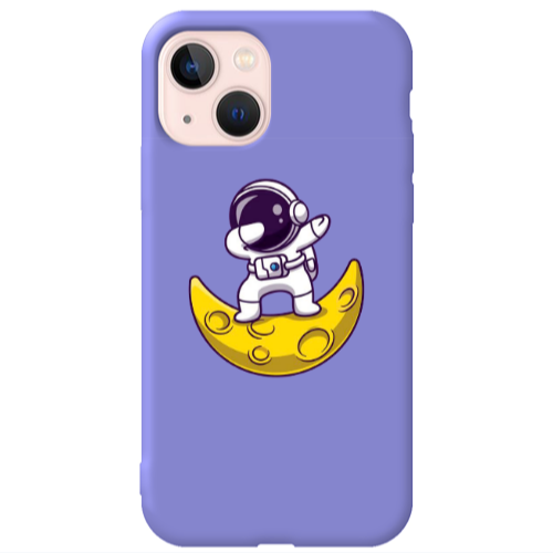 Apple iPhone 13 Astronaut on the moon Purple Colored Silicone TPU Θήκη