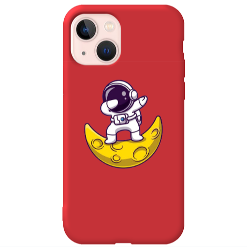 Apple iPhone 13 Astronaut on the moon Red Colored Silicone TPU Θήκη