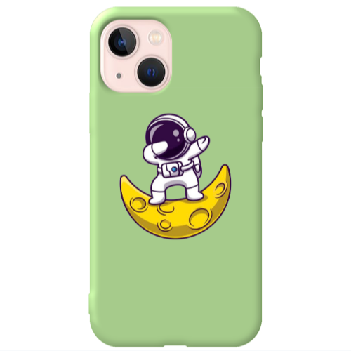 Apple iPhone 13 Astronaut on the moon Light Green Colored Silicone TPU Θήκη