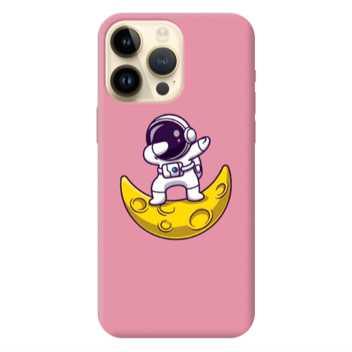 Apple iPhone 13 Pro Max Astronaut on the moon Pink Colored Silicone TPU Θήκη